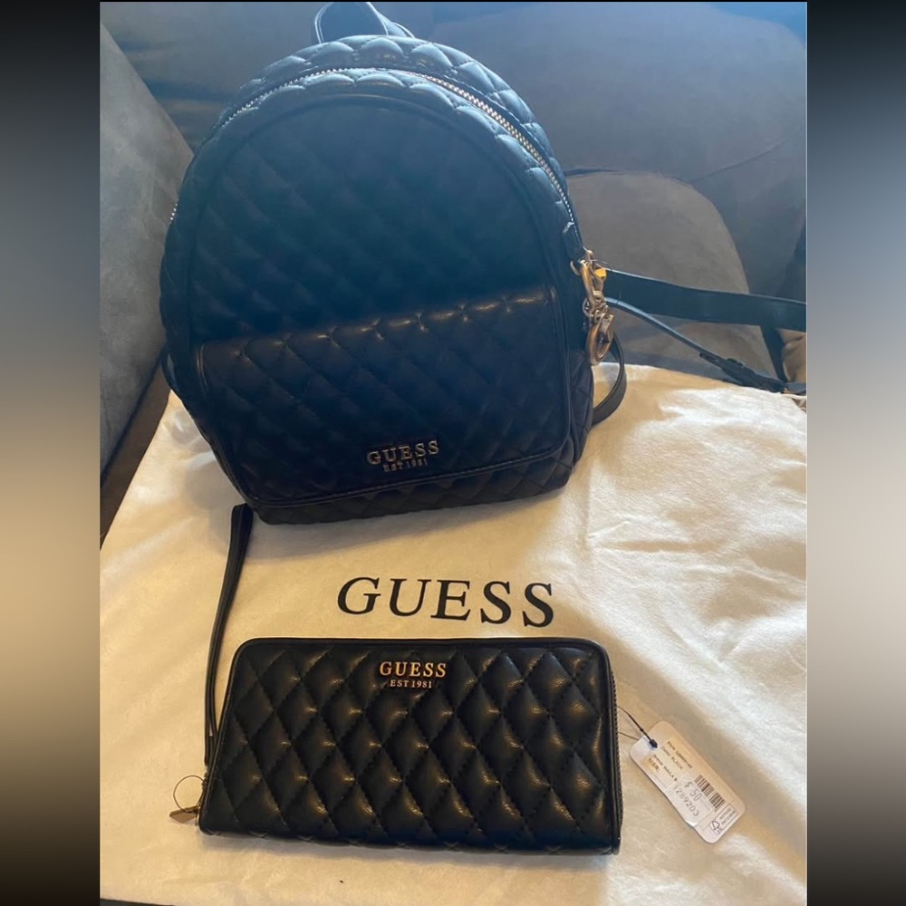 GUESS Black Quilted Backpack